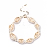Natural Cowrie Shell Braided Beaded Anklet for Women AJEW-AN00487-4