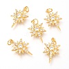 Brass Micro Pave Clear Cubic Zirconia Pendants ZIRC-O036-18G-1