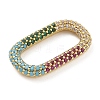 Rack Plating Brass Micro Pave Cubic Zirconia Oval Linking Rings KK-A234-006G-3