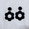 Flower with Flat Round Opaque Acrylic Dangle Stud Earrings FS-WG69462-02-1