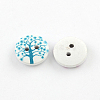 2-Hole Tree Pattern Printed Wooden Buttons BUTT-R033-013-2