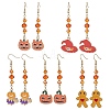 Halloween Gingerbread Man/Pumpkin/Witch Hat Alloy Enamel Dangle Earrings for Women EJEW-JE05897-1