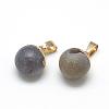 Natural Druzy Grey Agate Pendants G-Q494-06G-2