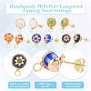 10 pairs 5 Colors Handmade Millefiori Lampwork Earring Stud Settings and Ear Nuts EJEW-UN0001-55-6