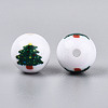 Christmas Printed Opaque Acrylic Round Beads OACR-T029-08F-3