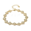 Rack Plating Brass Pave Clear Cubic Zirconia Clover Link Chain Bracelets for Women BJEW-R317-08G-1