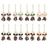 Butterfly Brass & Natural Mixed Stone Pendant Decorations HJEW-Z007-04G-1