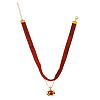 Alloy Resin Oval Pendant Single Face Dark Red Velvet Ribbon & Brass Chain Double Layered Choker Necklaces NJEW-TAC0038-2