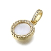 Brass Micro Pave Clear Cubic Zirconia Flat Round Charms KK-V010-25G-2