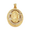 Brass Micro Pave Clear Cubic Zirconia Pendants ZIRC-A021-40G-1