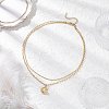 Brass Pave Clear Cubic Zirconia Moon with Star Pendant Necklaces NJEW-JN05383-1