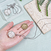 2Pcs Brass Macrame Pouch Natural Quartz Crystal Round Inside Pendant Necklaces NJEW-PH01599-3