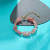 Synthetic Cherry Quartz Glass Chips Beaded Bracelet BJEW-JB08792-5