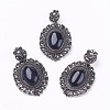 Natural Dyed & Heated Black Agate Gothic Pendants X-G-F228-18M-FF-1