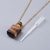 Natural Mixed Stone Perfume Bottle Pendant Necklaces NJEW-F266-02G-3