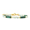 Bohemian Dyed Synthetic Malachite Cuboid and Glass Beaded Bracelets with 304 Stainless Steel End Chains PX2979-3-1