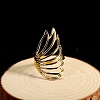 Minimalist Hollow Feather Brass Finger Ring for Women UI5232-1-1
