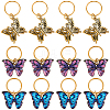 15Pcs 3 Styles Butterfly Printed Alloy Braiding Hair Pendant Decoration Clips OHAR-BM0001-04-1
