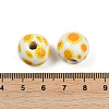 Painted Wood European Beads WOOD-F017-04B-3