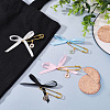 4Pcs 4 Color Satin Ribbon Bowknot & Alloy Enamel Cross Charms Safety Pin Brooches JEWB-AB00014-4