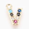 Brass Micro Pave Cubic Zirconia Charms LS-ZIRC-F089-01G-V-1
