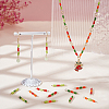 48Pcs 12 Colors Glass Seed Beads & Brass Rondelle Beaded Connector Charms PALLOY-WR00011-4