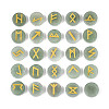 Brass Elder Futhark Alphabet Engraved Symbol Flat Round Natural Green Aventurine Rune Stones G-I373-01I-1