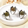 Natural Unakite Wings Adjustable Rings RJEW-K241-04AS-11-1