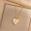 Heart 304 Stainless Steel Cat Eye Pendant Necklaces for Women LS-NJEW-D288-06G-1