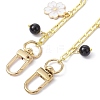 Flower & Star Alloy Enamel Charm Purse Chains with Natural Black Agate & Swivel Clasps AJEW-BA00116-01-2