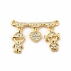 Rack Plating Brass Micro Pave Clear Cubic Zirconia Heart Connector Charms KK-G456-01G-01-1