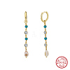 Natural Turquoise Beaded Hoop Earrings EJEW-L294-002G-1