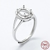 Anti-Tarnish Rhodium Plated 925 Sterling Silver Finger Ring Components STER-G027-13P-4