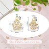 12Pcs 2 Styles Rack Plating Brass Micro Pave Cubic Zirconia Charms ZIRC-HS0001-13-2