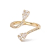 Clear Cubic Zirconia Snake Open Cuff Ring RJEW-B043-01-1