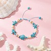 Synthetic Turquoise & Natural Freshwater Shell Beads Braided Bead Bracelets for Women BJEW-JB12024-02-1
