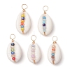 Natural Cowrie Shell Pendants PALLOY-JF02662-03-1