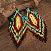 New Chinese Style Handmade Glass Seed Beads Tassel Dangle Earrings ZA0081-2