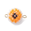 Halloween Glass Peal & Glass Seed Beaded Round Eye Links Connector Charms PALLOY-MZ00948-04-1