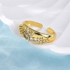 Brass Micro Pave Clear Cubic Zirconia Cuff Rings for Women RJEW-Q009-04G-5