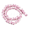 Handmade Flower Printed Porcelain Ceramic Beads Strands PORC-M005-8mm-03-2