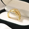 Rack Plating Brass Cuff Finger Rings for Women RJEW-C115-02G-1