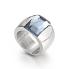 304 Stainless Steel & Glass Finger Rings FS-WGBA2F3-50-1