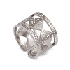 304 Stainless Steel Rhombus Open Cuff Rings for Women RJEW-G285-31P-1