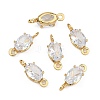 SHEGRACE Brass Pave Cubic Zirconia Oval Connector Charms XGRQ2O331-437A-G-2