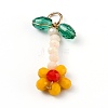 Handmade Glass Beaded Woven Pendants GLAA-I046-05-1