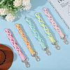 Globleland 5Pcs 5 Colors Handmade Macrame Cotton Wristlet Bracelet Keychain Pendant Decoration HJEW-GL0001-15-3