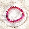 Natural Striped Agate/Banded Agate Beaded Stretch Bracelets BJEW-JB02564-6