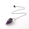 Teardrop Platinum Tone Brass Amethyst Dowsing Pendulums X-MAK-M015-03A-1