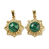 Ion Plating(IP) 304 Stainless Steel Pave Synthetic Malachite Pendants STAS-U024-15G-03-1